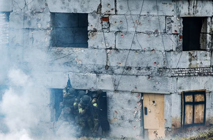 Các bài huấn luyện chống khủng bố của lực lượng Đặc nhiệm Nhà tù Liên Bang Nga được xây dựng dựa trên những sự kiện có thật. Nguồn ảnh: TASS.