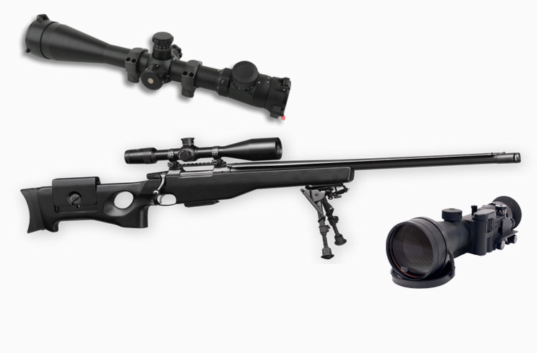 Cuối cùng, súng sử dụng ống ngắm quang học MARK 4 LR/T với độ phóng đại từ 8,5 đến 25x cho nhiệm vụ ban ngày, và ống ngắm hồng ngoại MNV X6 cho nhiệm vụ ban đêm. Nguồn ảnh: Guntech.