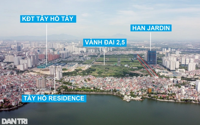 Đường Tây Thăng Long tiếp giáp với khu đô thị Tây Hồ Tây, di chuyển theo các đường Võ Chí Công và Vành đai 2,5 (đường Nguyễn Văn Huyên kéo dài).