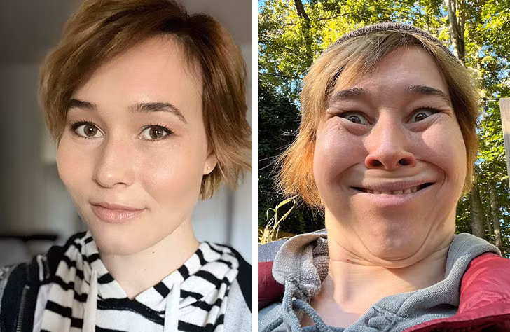 "Khuôn mặt tôi khi trang điểm theo phong cách "không trang điểm" và "không trang điểm thật".