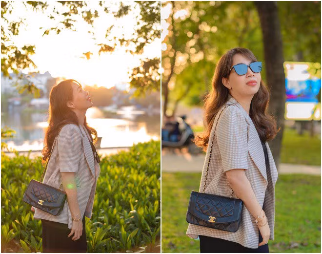 Ăn mặc có thể không cầu kỳ nhưng những mẫu túi kinh điển thì người đẹp hầu như đều săn lùng về. MC gốc Nghệ An có vẻ cực kỳ chuộng những thiết kế nhã nhặn, sang trọng và dễ phối đồ.