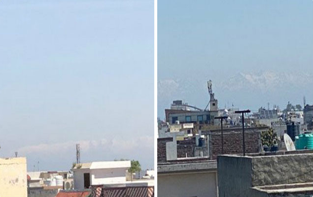 "Đây là khung cảnh nhìn từ trên sân thượng nhà của chúng tôi ở Punjab, Ấn Độ. Lần đầu tiên trong gần 30 năm có thể nhìn rõ dãy núi Himalaya nhờ lệnh phong tỏa đã làm sạch bầu không khí. Thật đáng kinh ngạc", tài khoản Manjit K Kang viết trên Twitter và đăng kèm ảnh.