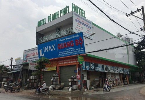 Khách sạn Tú Anh Phát, nơi đối tương Thu "giam giữ" bé B. để tống tiền gia đình bé.