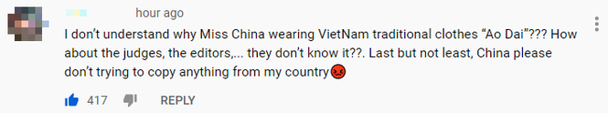 Hoa hau Trung Quoc gay tranh cai khi mac ao dai Viet Nam thi tai nang tai Miss Earth 2020