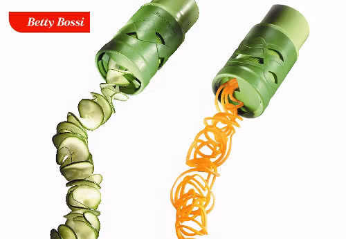 Chay twister. Đây là một dụng cụ rất tiện dụng. Nó dùng để cắt các loại rau xanh như khoai tây, cà rốt, dưa chuột, củ cải... thành hình xoắn ốc rất đẹp mắt.