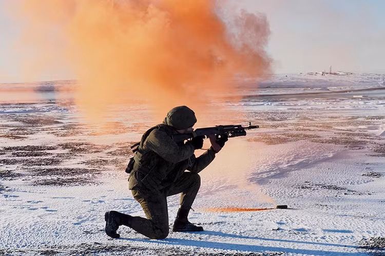 Châu Âu và đặc biệt là Mỹ chẳng hề muốn người Nga thường xuyên lui tới các khu vực bởi họ hiểu Moscow đang nhắm tới cái gì ở Bắc Cực nhưng họ cũng chẳng thể nào lên tiếng phản đối vì một phần của Bắc Cực gắn liền với cực bắc của Nga. Trong ảnh là HQĐB Nga diễn tập đổ bộ tại Đảo Golomyannyy. Nguồn ảnh: Bộ Quốc phòng Nga.