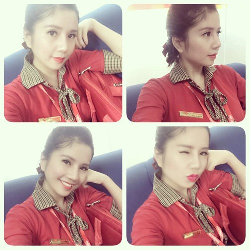 Ngắm Vũ Ngọc Quỳnh xinh đẹp, siêu đáng yêu trong bộ đồng phục của nữ tiếp viên Vietjet Air.