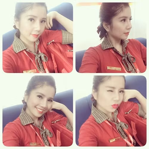 Ngắm Vũ Ngọc Quỳnh xinh đẹp, siêu đáng yêu trong bộ đồng phục của nữ tiếp viên Vietjet Air.