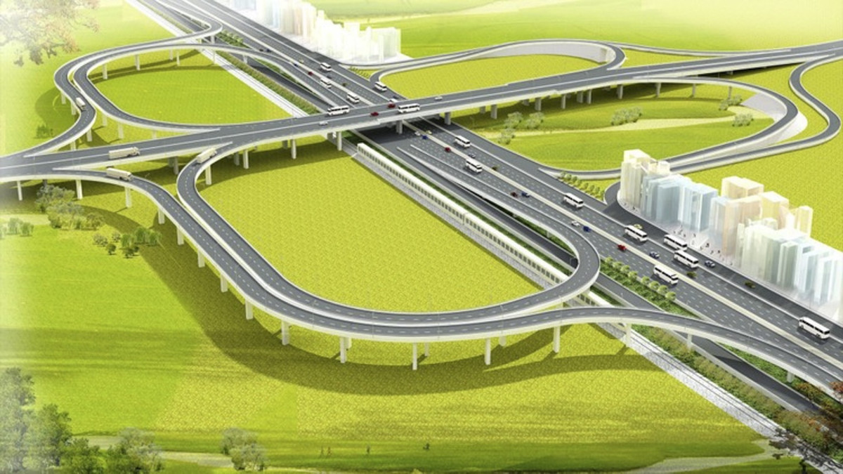 Tương lai khi tuyến đường ven sông giai đoạn một hoàn thành và đưa vào sử dụng sẽ tạo động lực quan trọng trong chiến lược phát triển của Quảng Ninh, góp phần quan trọng để mở rộng không gian phát triển, kết nối khu vực phía Tây… Ảnh: Phối cảnh nút giao Đầm nhà Mạc. 