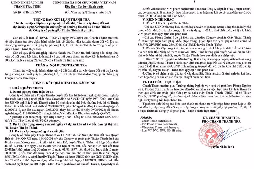 Bac Ninh: Hang loat sai pham cua Cong ty Giay Thuan Thanh