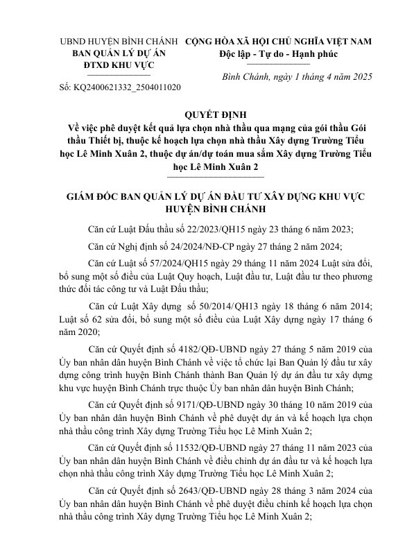 TP HCM: 11 ngày, Cty Thành Phát trúng liên tiếp 3 gói thầu thiết bị trường học TP HCM: 11 ngay, Cty Thanh Phat trung lien tiep 3 goi thau thiet bi truong hoc