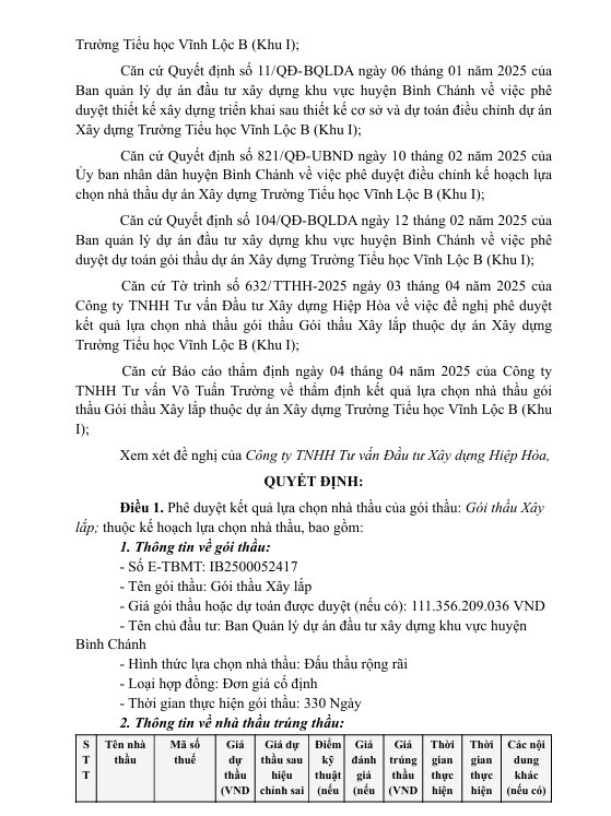 Liên danh 2 thành viên trúng gói thầu xây trường TH Vĩnh Lộc B hơn 110 tỷ - Hình 2 Lien danh 2 thanh vien trung goi thau xay truong TH Vinh Loc B hon 110 ty-Hinh-2