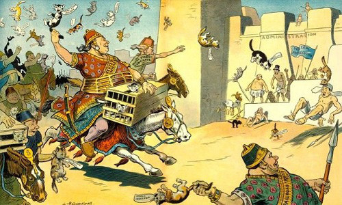 Theo War History, trong cuộc chiến xâm lược lược Ai Cập năm 525 TCN, biết người Ai Cập rất tôn thờ mèo, hoàng đế Cambyses II của Ba Tư truyền lệnh vẽ hình nữ thần mèo lên khiên của quân lính, đồng thời cho "đội quân mèo", cùng những loài vật khác được người Ai Cập tôn sùng như chó, cừu, hạc đi trước mở đường. Quân Ai Cập nhìn thấy hình vẽ nữ thần mèo trên khiên đã run sợ, không dám chiến đấu, bỏ vị trí tháo chạy. Quân Ba Tư thừa thắng xông lên.