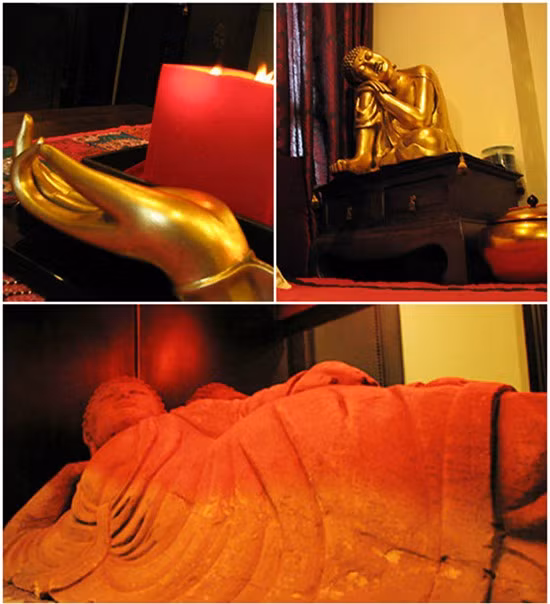 Khắp nhà, từ cửa vào đến từng gian phòng, đều bày biện rất nhiều hình ảnh và tượng Phật. Ngô Thanh Vân cho biết phải mất gần một năm để trang hoàng cho ngôi nhà đúng ý muốn của mình.