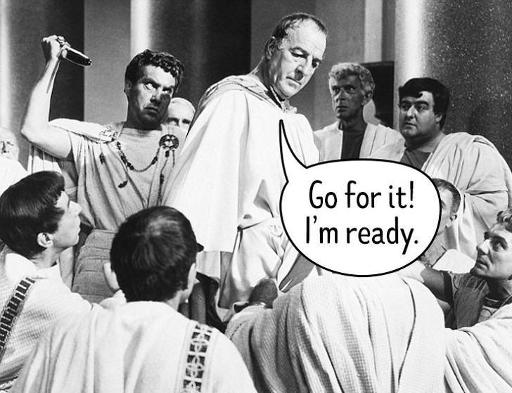 Gaius Julius Caesar là một lãnh tụ quân sự và chính trị xuất sắc của đế chế La Mã. Vào ngày 15 tháng 3 năm 44 trước Công nguyên, Caesar bị ám sát. Trong số những người tham gia vụ ám sát Caesar có Marcus Junius Brutus.