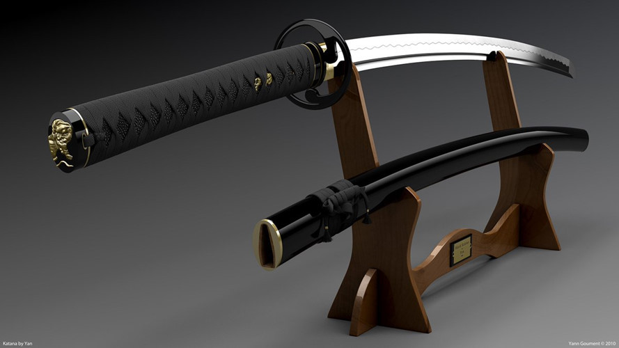 Katana được chế tác có chuôi dài đủ để samurai dùng hai bàn tay nắm chặt.