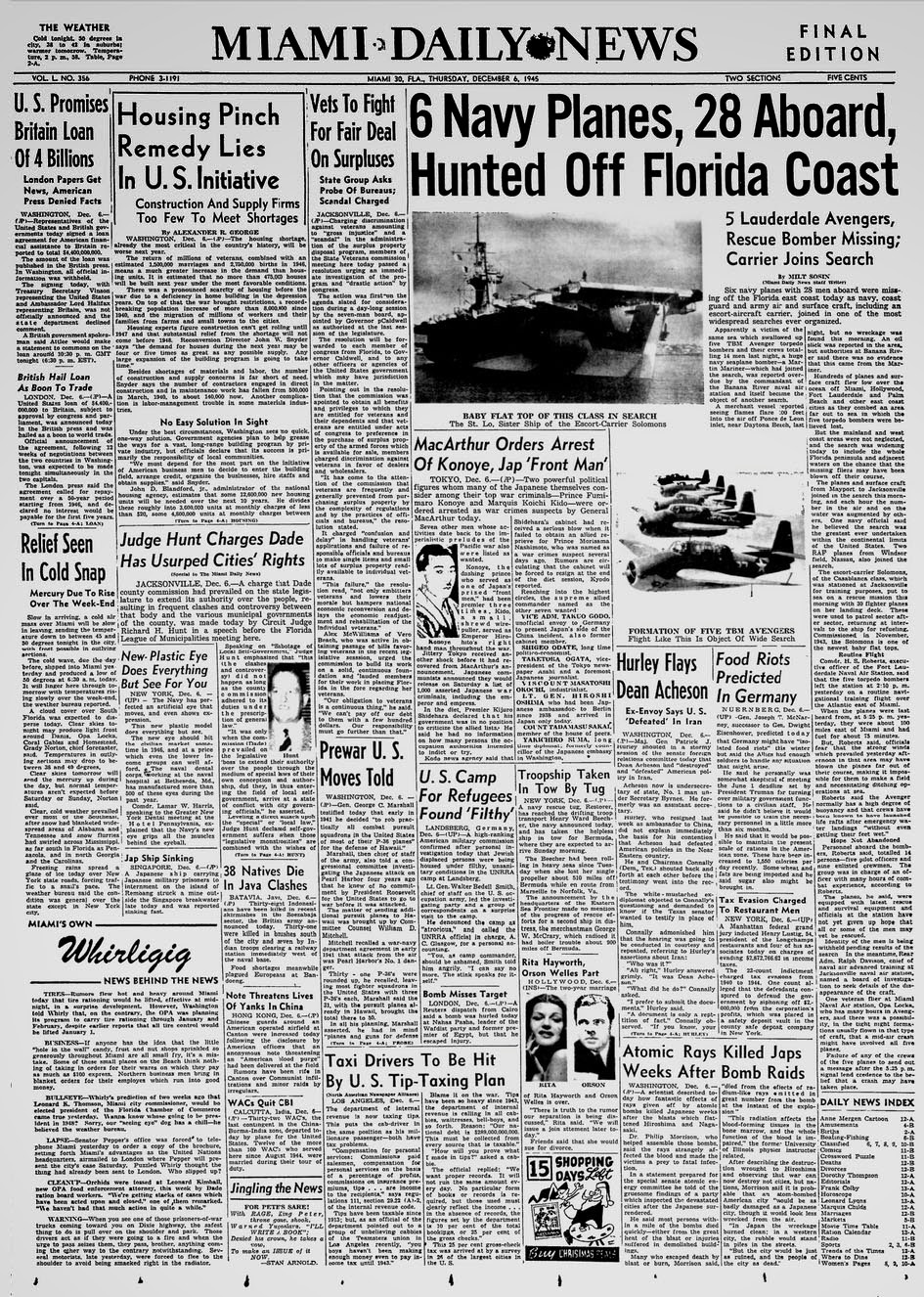 Sau khi kết thúc buổi diễn tập, Phi đội số 19 bay trở về thì gặp nạn ở vùng biển "Tam giác quỷ" Bermuda.