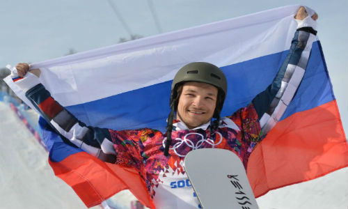 Vận động viên snowboarder Viktor Wilde sau kỳ thi đấu tại Thế vận hội Olympic mùa đông lần thứ XXII ở Sochi.