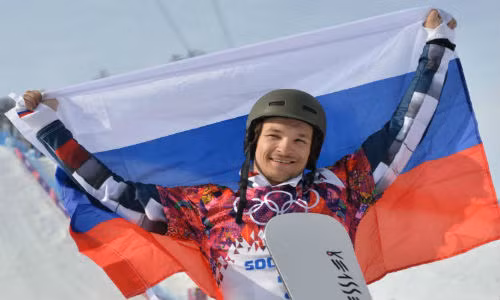 Vận động viên snowboarder Viktor Wilde sau kỳ thi đấu tại Thế vận hội Olympic mùa đông lần thứ XXII ở Sochi.