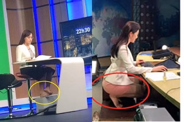 Phần trên chỉnh chu nhưng đa số các nữ BTV xinh đẹp đi chân trần cho thoải mái.
