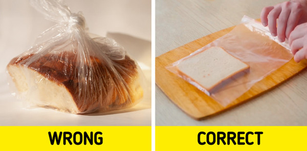 Bánh mì nên đặt trong từng túi riêng, đặt trong ngăn đá. Khi thực hiện, bạn cần loại bỏ khí, bọc bánh kín để tránh không khí và hơi ẩm xâm nhập. Bảo quản bánh mì theo cách này, chúng có thể để được ba tháng vẫn tươi ngon.