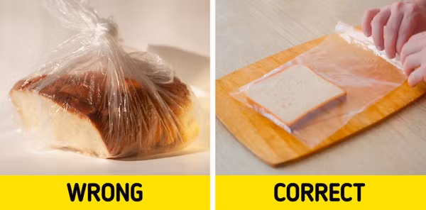 Bánh mì nên đặt trong từng túi riêng, đặt trong ngăn đá. Khi thực hiện, bạn cần loại bỏ khí, bọc bánh kín để tránh không khí và hơi ẩm xâm nhập. Bảo quản bánh mì theo cách này, chúng có thể để được ba tháng vẫn tươi ngon.