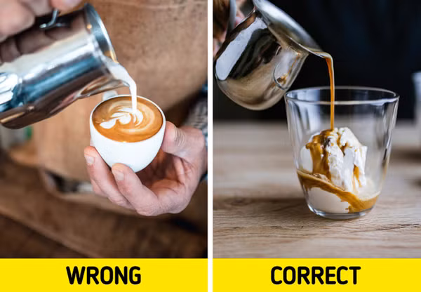 Bạn nên cho kem vào cốc rồi từ từ đổ cà phê vào. Thứ tự này sẽ giúp bạn không cần khuấy mà kem và cà phê vẫn tự hòa tan.