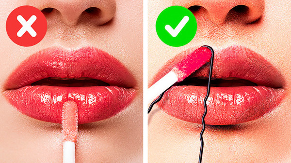 Son môi là món đồ không thể thiếu trong công cuộc làm đẹp của chị em. Tuy vậy, không phải ai cũng đủ tỉ mỉ để tô son mịn đều, không lem. Để việc tô son trở nên dễ dàng hơn, bạn gái nên áp dụng mẹo làm đẹp sau. Khi thực hiện, bạn dùng chiếc kẹp tóc, đặt lên môi rồi thoa màu bên trong. Kẹp tóc sẽ đảm bảo lớp trang điểm nằm dưới đường viền môi của bạn. (Nguồn: BS)