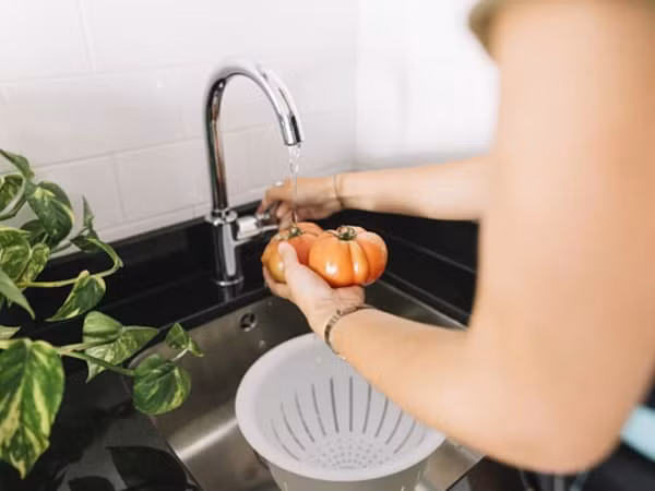 Hoạt chất của sản phẩm tẩy rửa rau quả là chất hoạt động bề mặt, có thể giúp loại bỏ thuốc trừ sâu ngấm vào lớp sáp. Sử dụng những sản phẩm này, bạn cần chú ý rửa sạch, tránh để cặn hóa chất đọng lại trên thực phẩm. Ảnh: Boldsky.