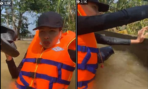 Ky Duyen - Minh Trieu bi lat thuyen khi di cuu tro o Quang Binh