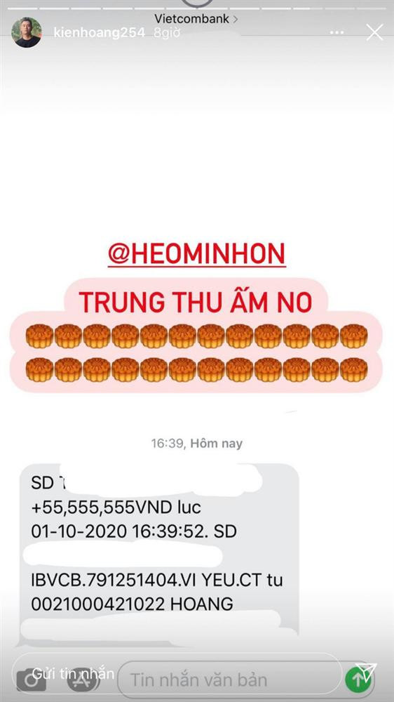 Trung thu năm nay, Heo Mi nhon cũng chơi lớn, chuyển khoản cho chồng hơn 55 triệu kèm nội dung: "Vì yêu".