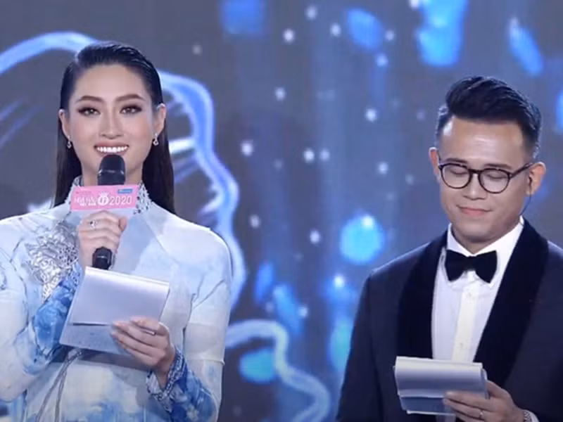 Mới đây, cư dân mạng tranh cãi khả năng làm MC của Lương Thùy Linh tại bán kết Hoa hậu Việt Nam 2020. Ảnh: Dân Việt