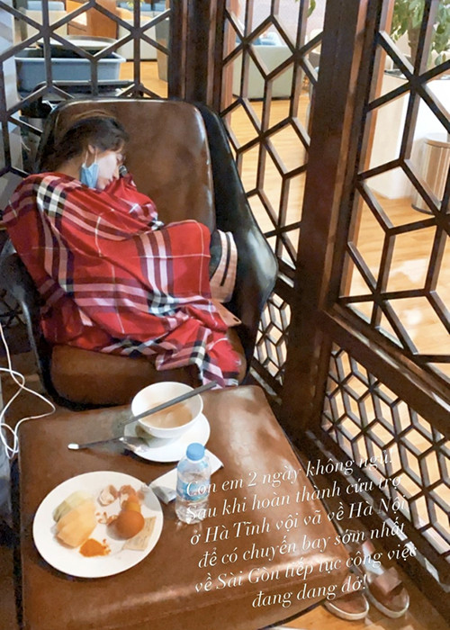 Sau 2 ngày đi từ thiện, Hòa Minzy vội về nhà vì công việc.