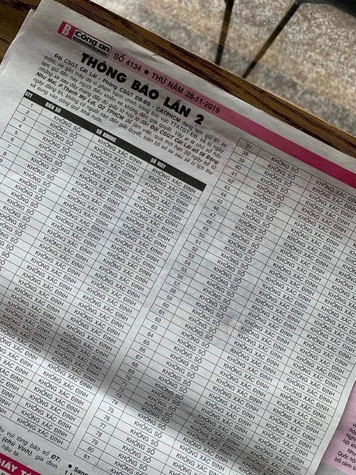 Thong bao 'la' ve tim chu xe may cua CSGT TPHCM gay xon xao du luan