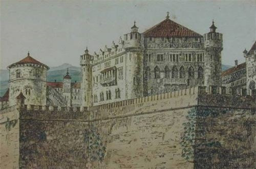  8. “Lâu đài có tường răng cưa” (1910): Đây là bức tranh vẽ năm 1910, mô tả tòa lâu đài ẩn danh được bao quanh bởi hàng tường răng cưa cao lớn. Dường như trong bức họa này, Hitler chú ý đến tiểu tiết nhiều hơn các tác phẩm trước đó. Màu sắc trong tranh có phần u ám, ảm đạm, giống như tòa lâu đài của Bá tước Dracula trong truyền thuyết.