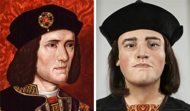 2. Vua nước Anh - Richard III (1452-1485) trị vì nước Anh từ năm 1483 tới khi qua đời. Ông là vị vua cuối cùng của triều đại nhà York và cũng là nhà cai trị cuối cùng của nước Anh thời Trung Cổ. Ông đã kết thúc thời gian trị vì ngắn ngủi của mình khi tử trận ở cuộc chiến tranh Hoa hồng. Đại thi hào William Shakespeare từng miêu tả vua Richard III là một nhà cai trị lưng gù, khao khát quyền lực và tàn nhẫn. Dựa trên những tài liệu thu thập được, việc dựng lại hình ảnh vua Richard III cho thấy ông trông khá trẻ, chỉ mới 32 tuổi, với một khuôn mặt hiền hòa.