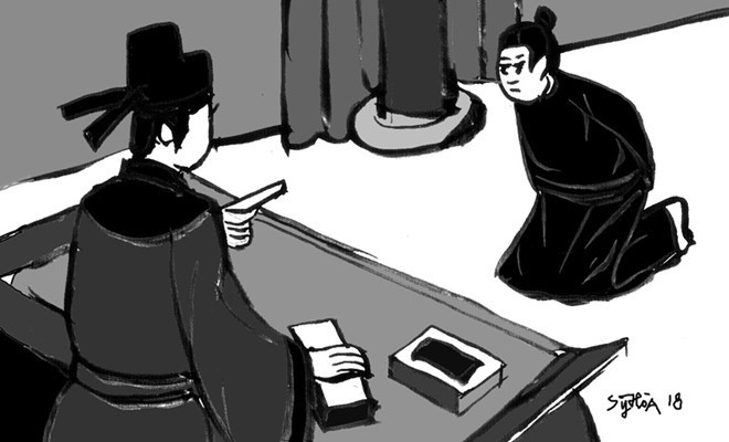 Dưới thời phong kiến, trâu bò là sức kéo quan trọng của sản xuất nông nghiệp, để bảo vệ trâu bò, luật Hình Thư của nhà Lý đã quy định cấm mổ trộm trâu bò. Theo "Đại Việt sử ký toàn thư", năm 1117, Nguyên phi Ỷ Lan đề xuất đưa quy định “cấm giết mổ trộm trâu bò” vào luật Hình Thư. Quy định này về sau tiếp tục được áp dụng trong nhiều điều luật của triều đại sau. Tranh minh họa: Sỹ Hòa/Báo Bình Phước.