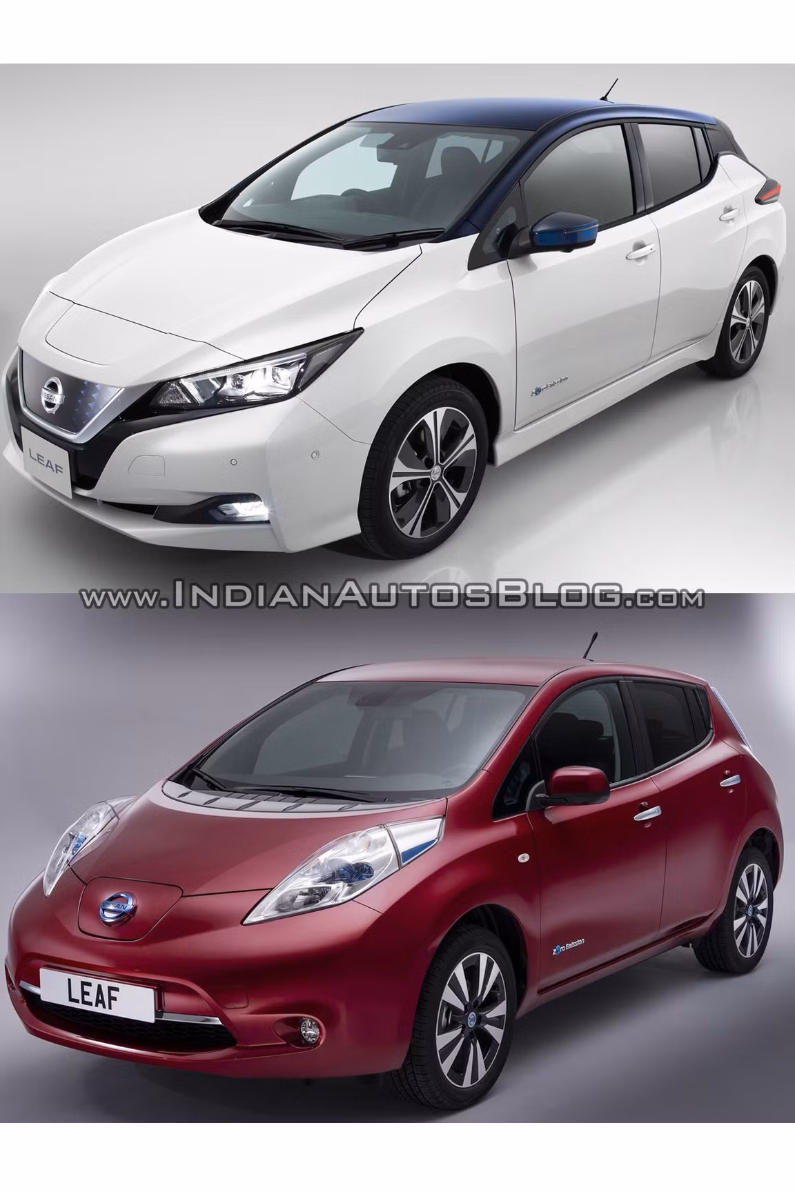 Trong bài viết này, Nissan Leaf 2018 (thế hệ thứ 2) được đem ra so sánh với chiếc Leaf 2014 (thế hệ đầu tiên) để tìm ra sự khác biệt giữa 2 thế hệ. Thiết kế của Nissan Leaf năm 2018 thế hệ thứ 2 được lấy cảm hứng từ khái niệm IDS của Nissan tại triển lãm Tokyo Motor Show 2015. Đối với thế hệ thứ hai, công ty đã thiết kế lại kỹ lưỡng cho chiếc Leaf từ bên kiểu dáng bên ngoài tới nội thất của xe.