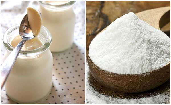 Bột gạo, đường và sữa chua trộn đều sao cho thành hỗn hợp sền sệt rồi thoa lên mặt và cổ trong 20 phút trước khi rửa lại bằng nước sạch. Ảnh: hoclamdepvn.