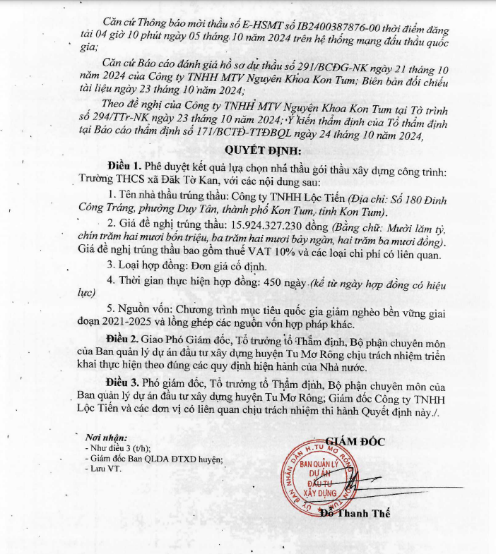 Kon Tum: Nhà thầu từng bị Thanh tra “điểm mặt” tiếp tục trúng thầu Kon Tum: Nha thau tung bi Thanh tra “diem mat” tiep tuc trung thau