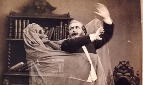 Khiêu vũ cùng bộ hài cốt rùng rợn. Ảnh chụp năm 1863.