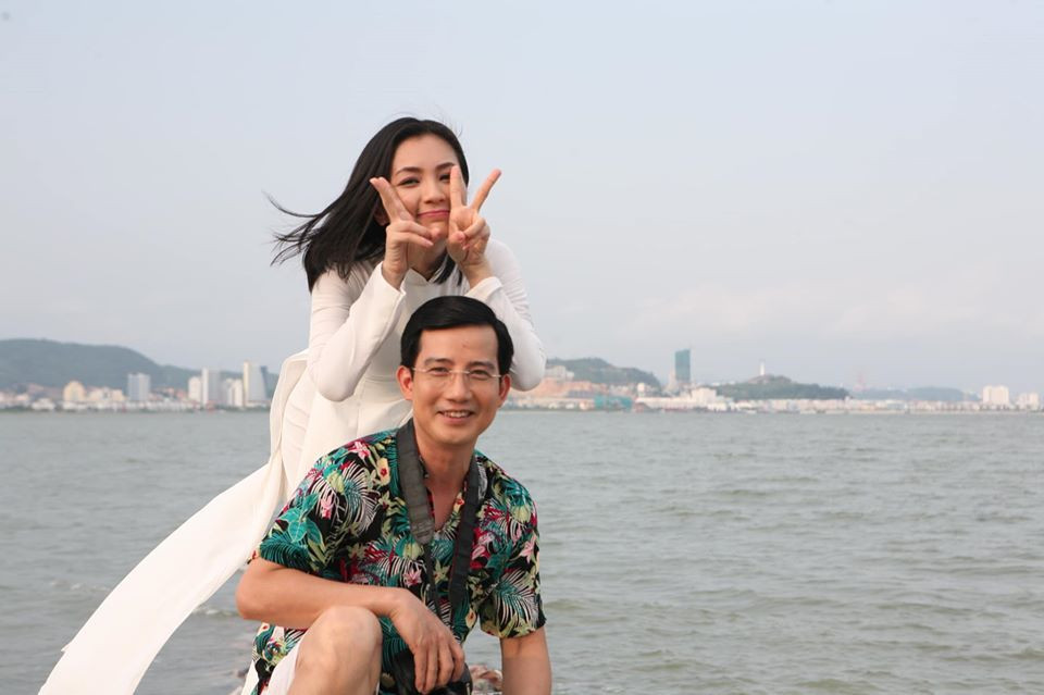 Diệu Hương nhí nhố ở hậu trường cảnh quay lãng mạn với Ngọc Quang.