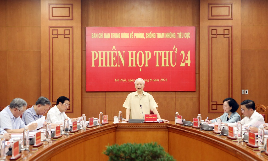 Tổng Bí thư chủ trì họp Ban Chỉ đạo T.Ư về phòng, chống tham nhũng, tiêu cực Tong Bi thu chu tri hop Ban Chi dao T.U ve phong, chong tham nhung, tieu cuc