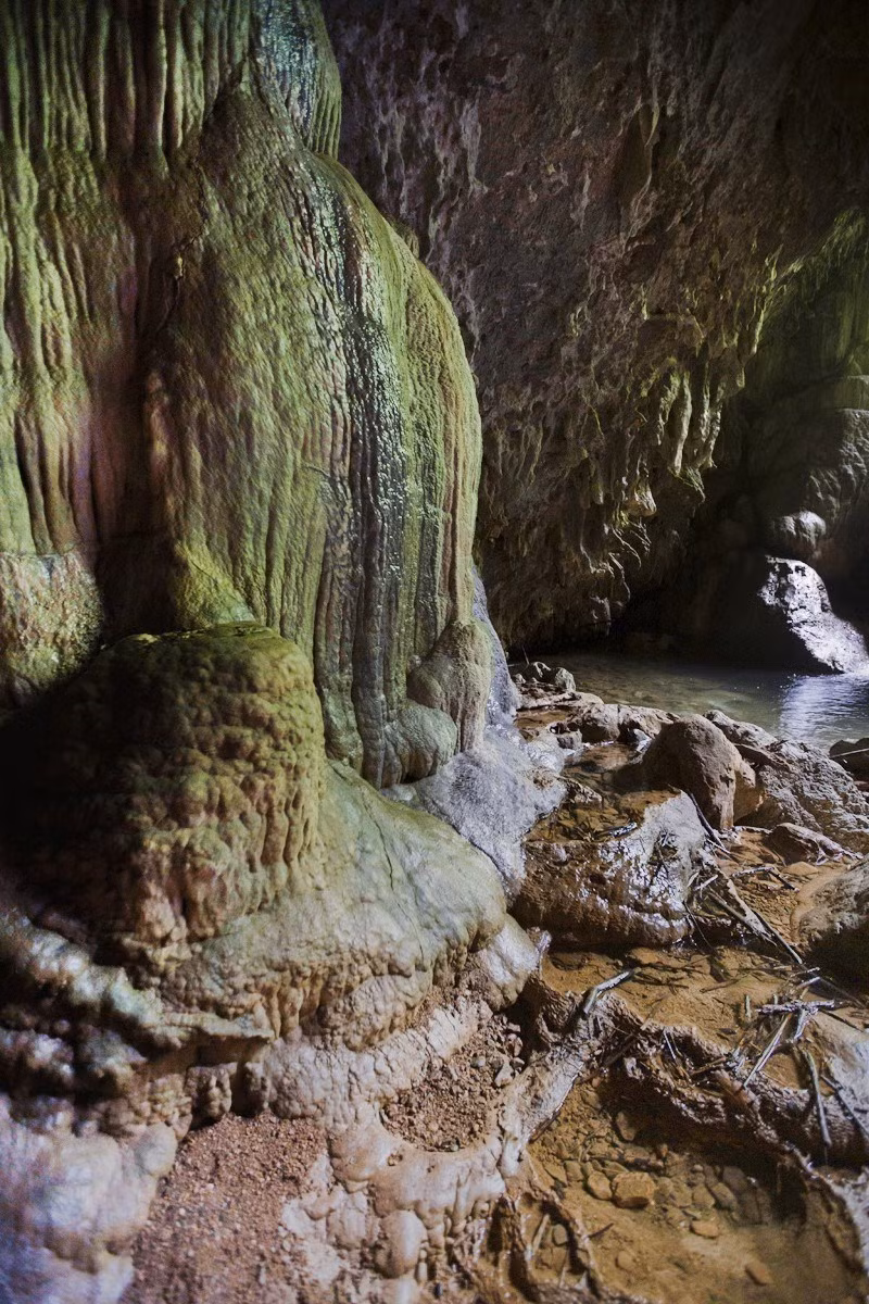 Vẻ đẹp của các khối thạch nhũ bên trong hàng Sưng. (Ảnh: Trọng Đạt/TTXVN) 