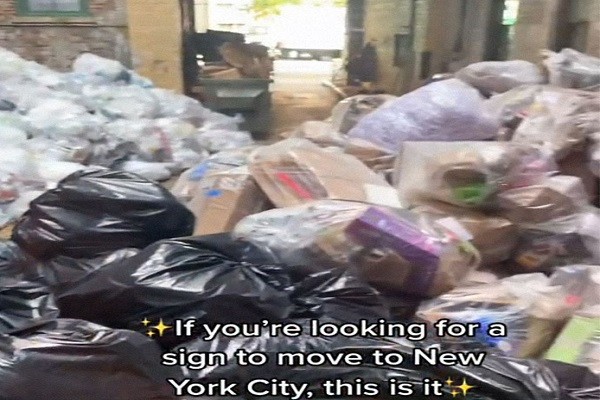 “Núi rác” bên ngoài cửa sổ căn phòng thuê của Caroline.