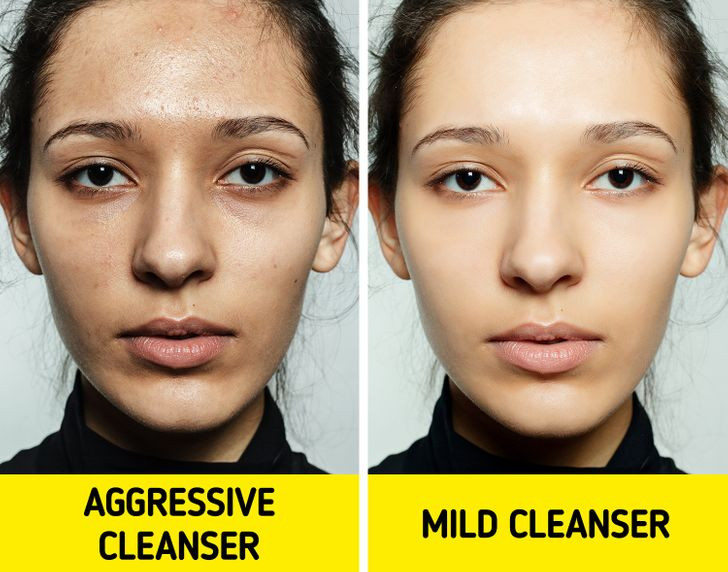 6. Rửa mặt sai cách: Cơ thể bạn mất nước vào ban đêm, và như một cách để ngăn ngừa tình trạng mất nước, cơ thể bắt đầu tiết nhiều bã nhờn hơn, khiến bạn thức dậy với khuôn mặt bóng nhờn. Ảnh: BS.