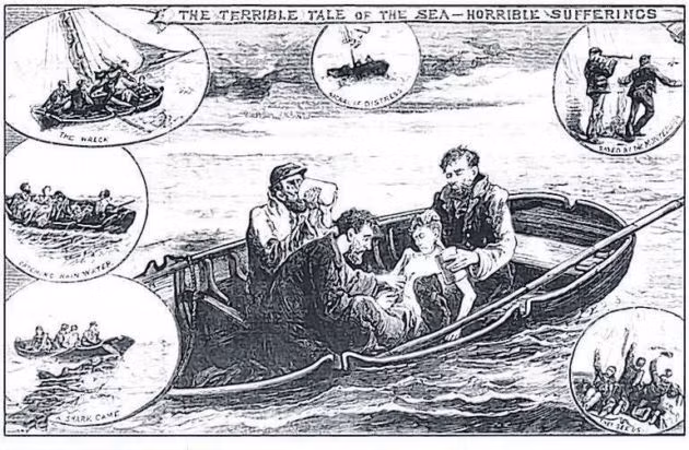 Sau 19 ngày lênh đênh trên biển, họ dùng hết thức ăn. Trong hoàn cảnh đó, người thuyền trưởng đề nghị bốc thăm để chọn ra người hi sinh mạng sống để cứu 3 người còn lại. Kế hoạch này bị hủy bỏ vì một thành viên phản đối.