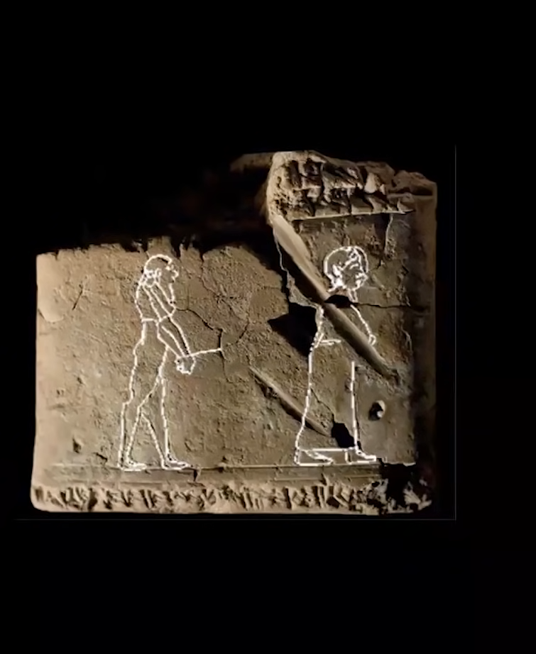 Tiến sĩ Irving Finkel phát hiện trên phiến đất sét có một hình vẽ mô tả một hồn ma nam giới di chuyển với hai cánh tay dang ra, cổ tay bị trói bởi sợi dây do một phụ nữ giữ.