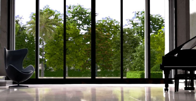 Những bức tường bằng kính cỡ lớn đem đến nguồn ánh sáng tự nhiên dồi dào cho không gian sinh hoạt trong nhà.