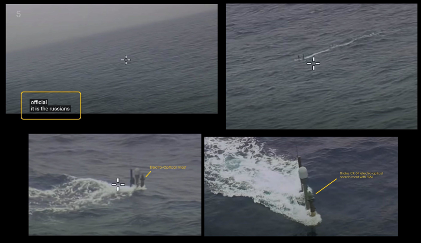 "Đoạn phim của Kênh 5 thể hiện cuộc tiếp xúc với một tàu ngầm Nga, nó đã đâm vào thiết bị sonar kéo của tàu mặt nước. Nhưng có một vấn đề, đây thực chất là tàu ngầm hạt nhân lớp Trafalgar của Hải quân Hoàng gia”, nhà phân tích khẳng định.